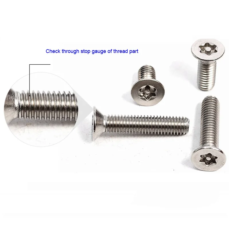 1/50Pcs M2-M12 304 Stainless Steel Six Lobe Torx Flat Countersunk Head Screws with Pin Anti-Theft Security Bolts for Hardware