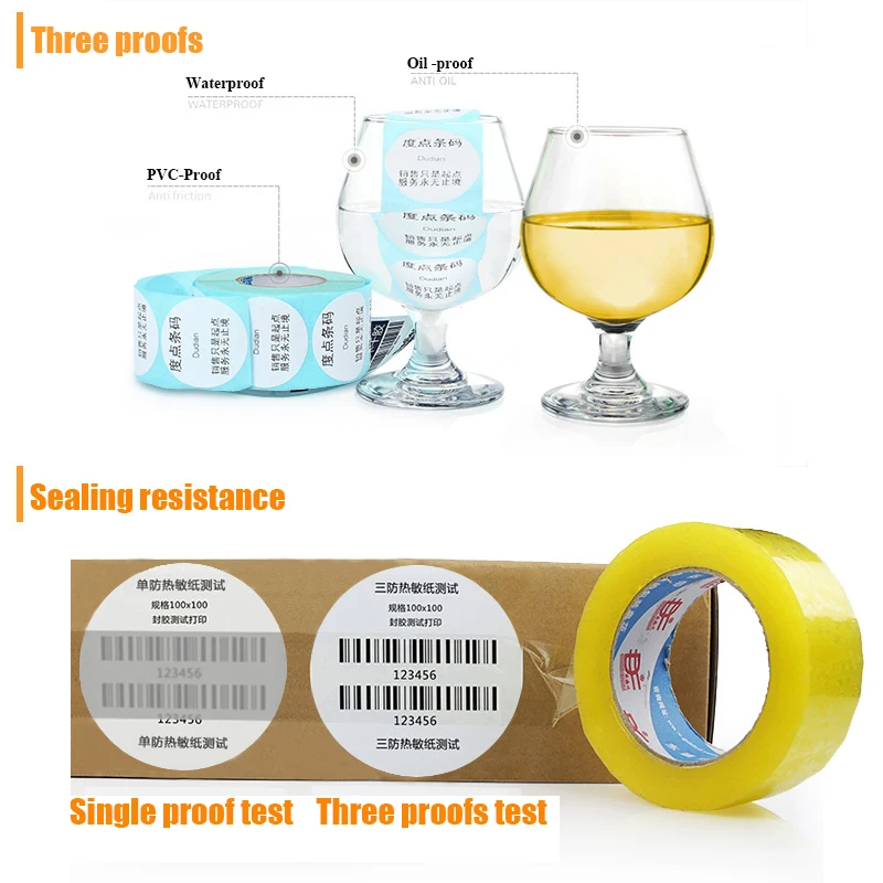 Adhesive Thermal Label Sticker Paper Thermal Label Roll, White Round Stickers, 1 Rolls, Packing seal label sticker