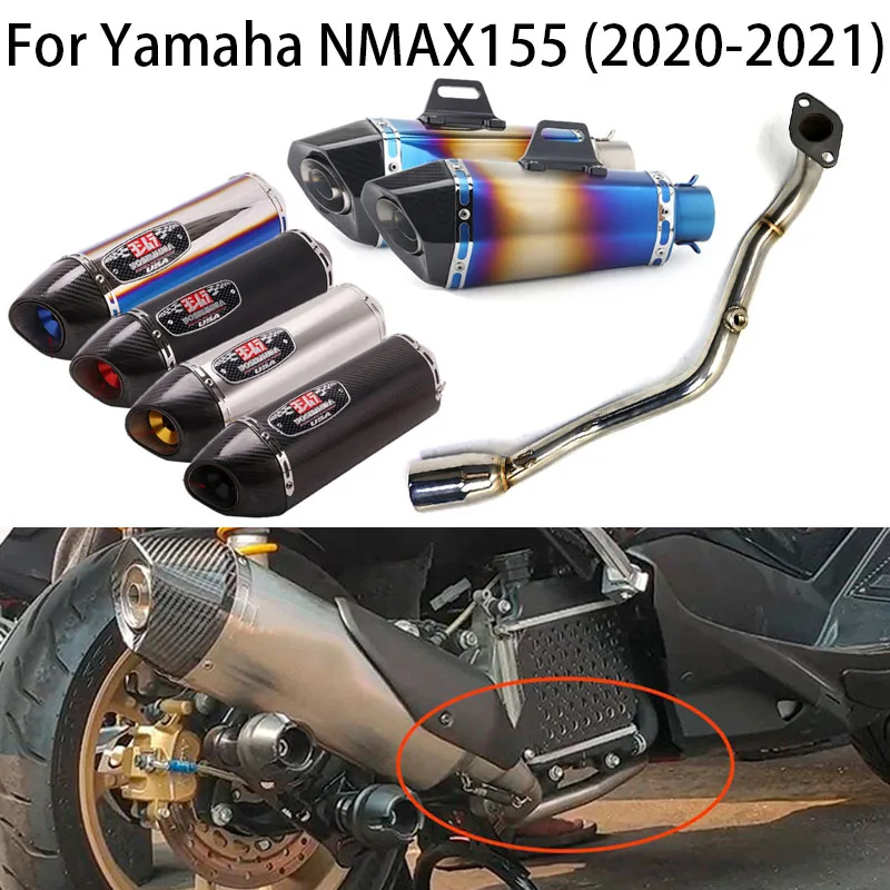 

51mm Motorcycle Exhaust Systems middle Pipe Slip On For Yamaha NMAX155 NMAX125 NMAX 125 2021 Motocross Muffler Dirt Bike