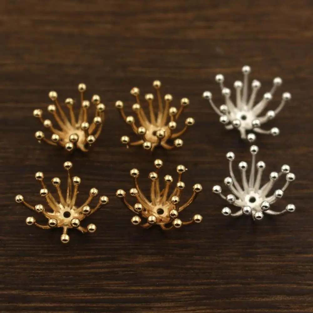 

20pcs 18mm Stamping Filigree Pistils Stamens Flower Ball Pins Hole Center Charms Beads Caps Quality Brass Casted Findings DIY