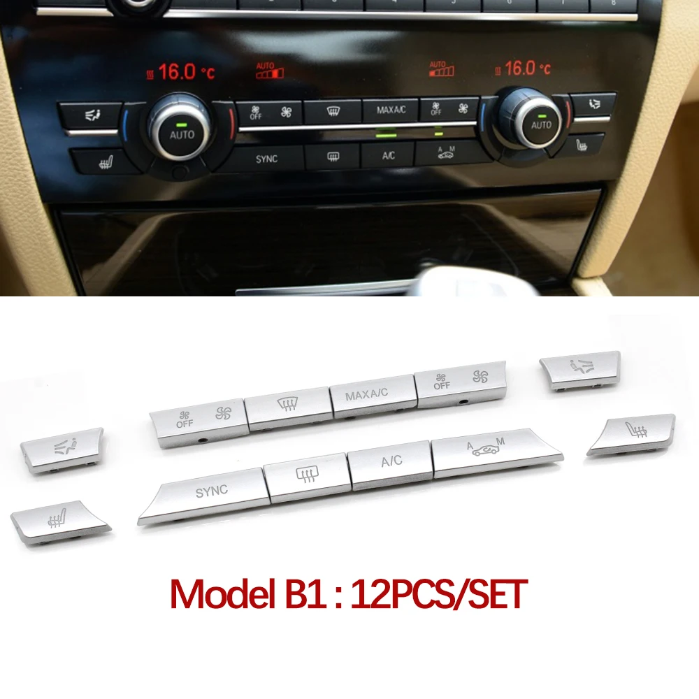 Sliver Color Dashboard Air Conditioning Temperature Control Ac Buttons Caps For BMW 5 6 7 Series F10 F01 F02 520 530