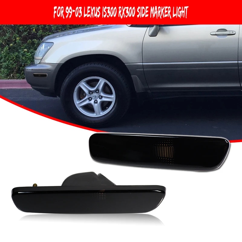 Gtinthebox 2PCS Smoked Lens Car Front Or Rear Bumper Side Marker Light Cover Housings For 1999-2003 Lexus RX300, No Bulb/Socket