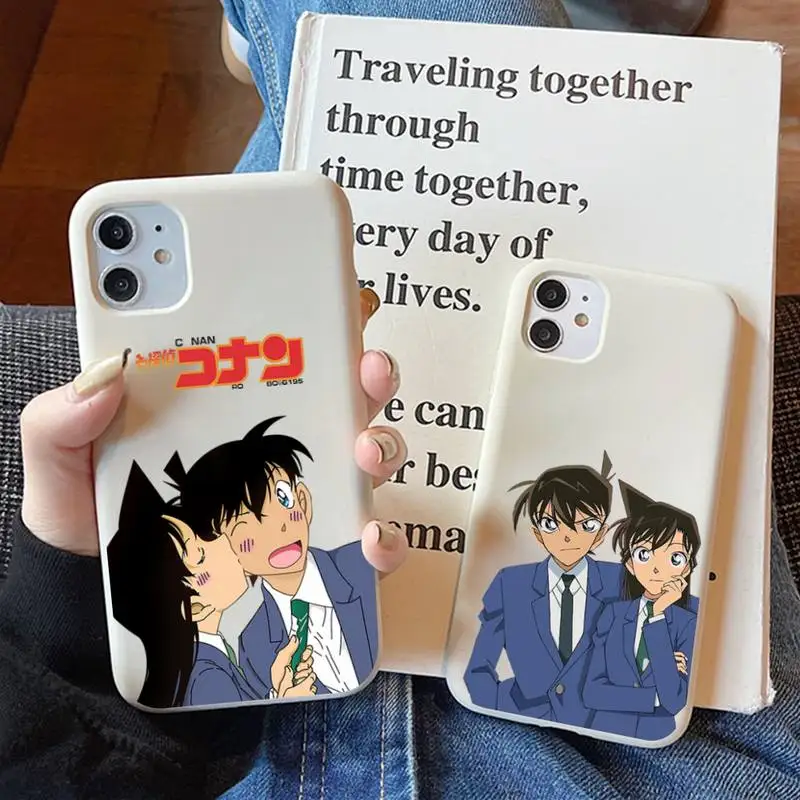 Anime Detective Conan Phone Case for iphone 13 11 Pro Max X XS Max XR Solid Color Soft Cover for iphone 7 8 6 6S Plus Funda