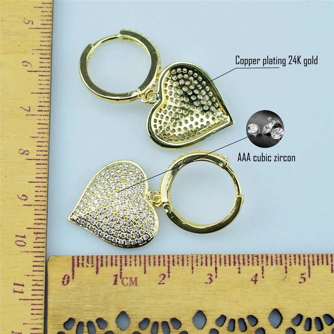 Cute Love Heart Zircon Gold Color Stud Earrings Fashion CZ AAA Cubic Zircon Jewelry Earrings for Women Wholesale Brincos