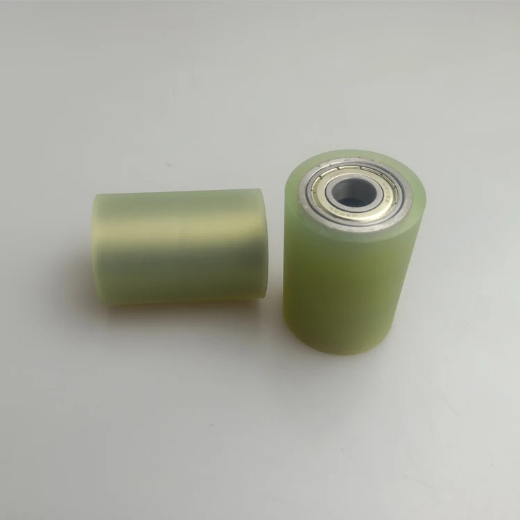 Polyurethane rubber wheel, unpowered roller, double-bearing wear-resistant custom rubber coated roller