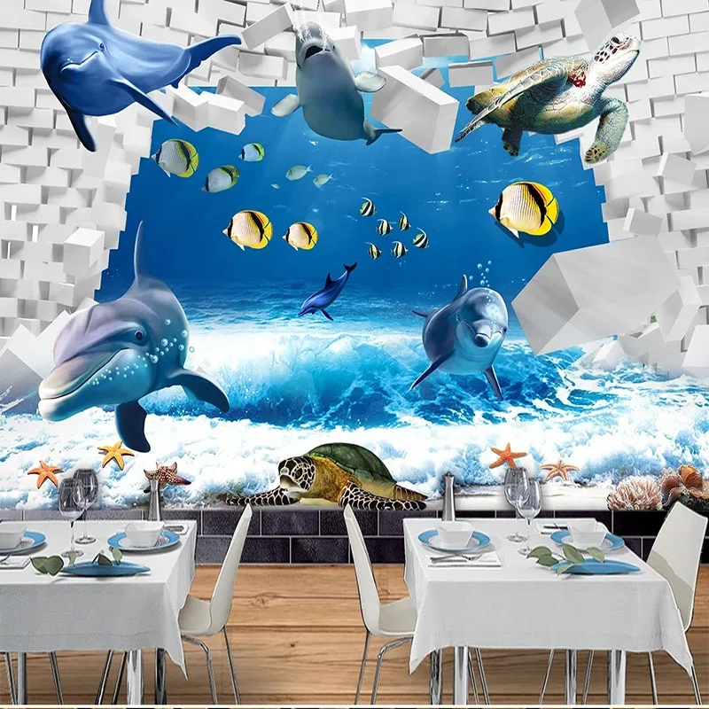 

Custom 3D Wallpaper Modern Cartoon Fish Background Wall Kid's Bedroom Sticker Self-Adhesive Waterproof Home Décor Art Backdrop