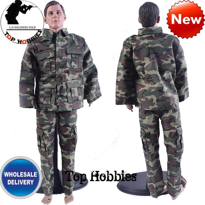 1:6 Scale British Royal Marines Uniform Military Uniform Suit Clothes Jungle Camou Set Coat Pants Combat Boots F12