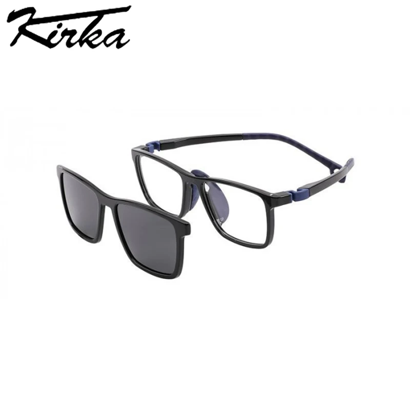 Kirka TR90 Clip-on Sunglasses for Kids Solid Color Magnetic Sun Glasses Child Eyewear Polarized Glasses Fashion Brand Design