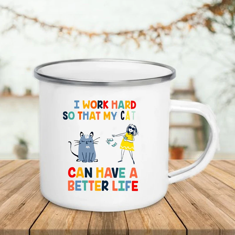 I Work Hard So That My Horse/dog Can Have A Better Life Mug Creative Enamel Coffee Milk Cup Funny Mugs Handle Drinkware Gifts