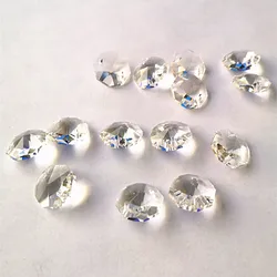 Top Quality 200pcs/lot 16mm Octagon Crystal Beads in two Holes (Free Rings) Wedding Garland Strand Beads Dress Christmas Trees
