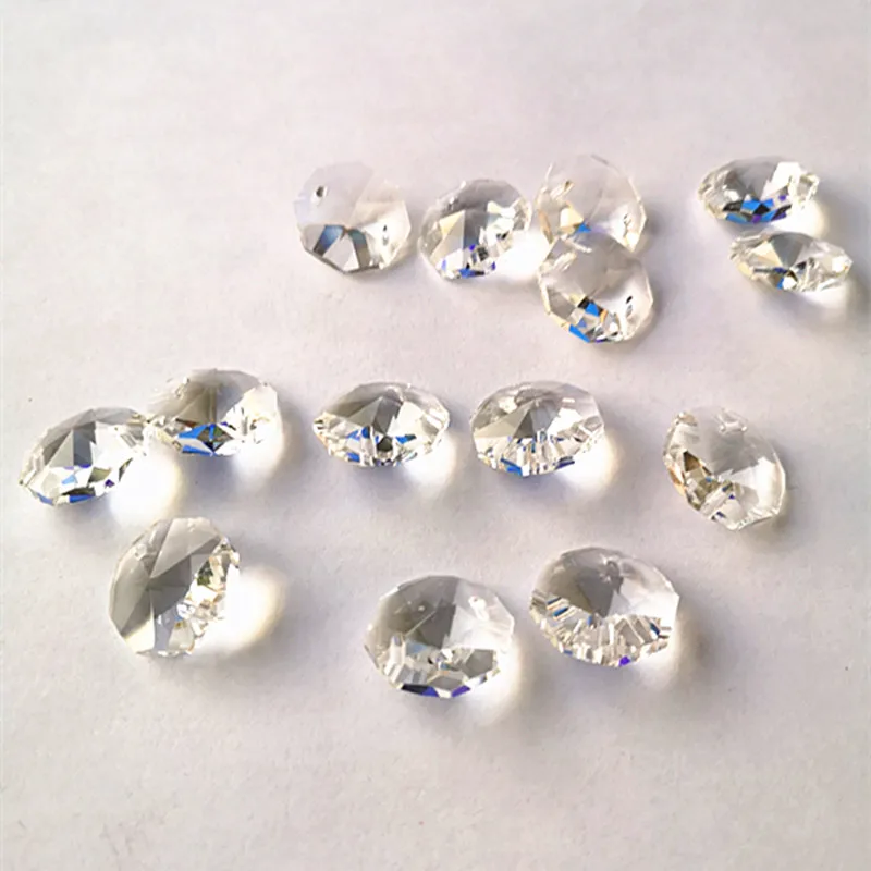 Top Quality 200pcs/lot 16mm Octagon Crystal Beads in two Holes (Free Rings) Wedding Garland Strand Beads Dress Christmas Trees