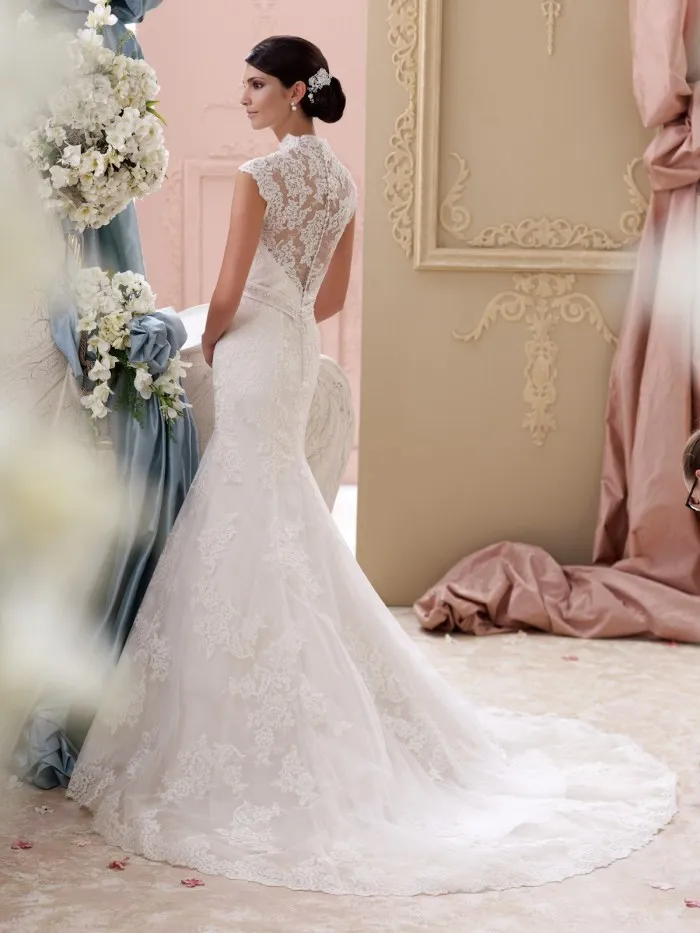 Vestido De novia De encaje transparente, traje Sexy De sirena, boda, 2016