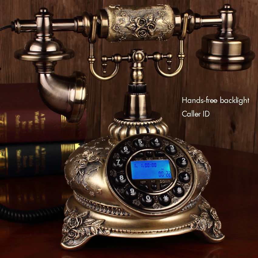 Rotary Dial Antique Telephone Old Fashioned Backlight Telephone Corded Landline Phone with Display FSK/DTMF, Hands-free for Home