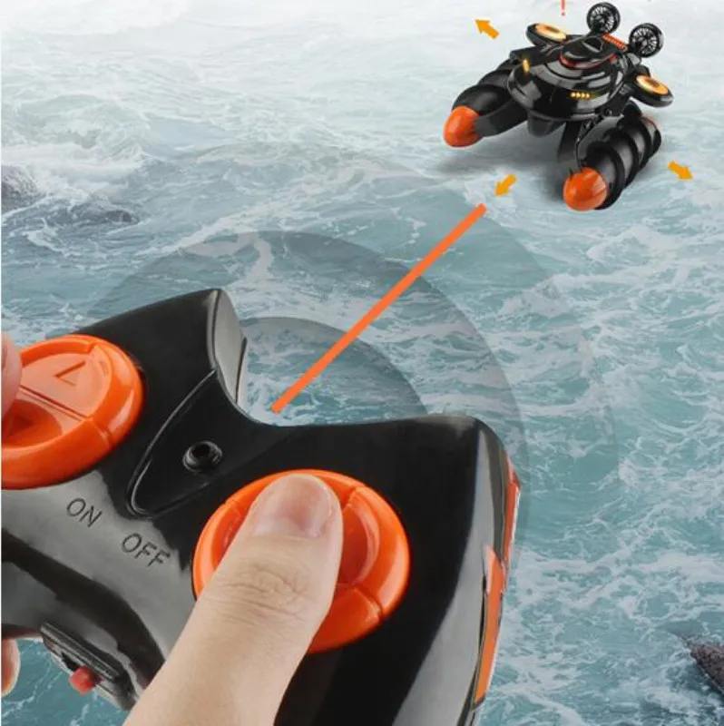 Remote Control Waterway Amphibious Hovercraft Multifunction 2.4G Waterproof Multiple Terrains Boy Large Children Toy Stunt Car