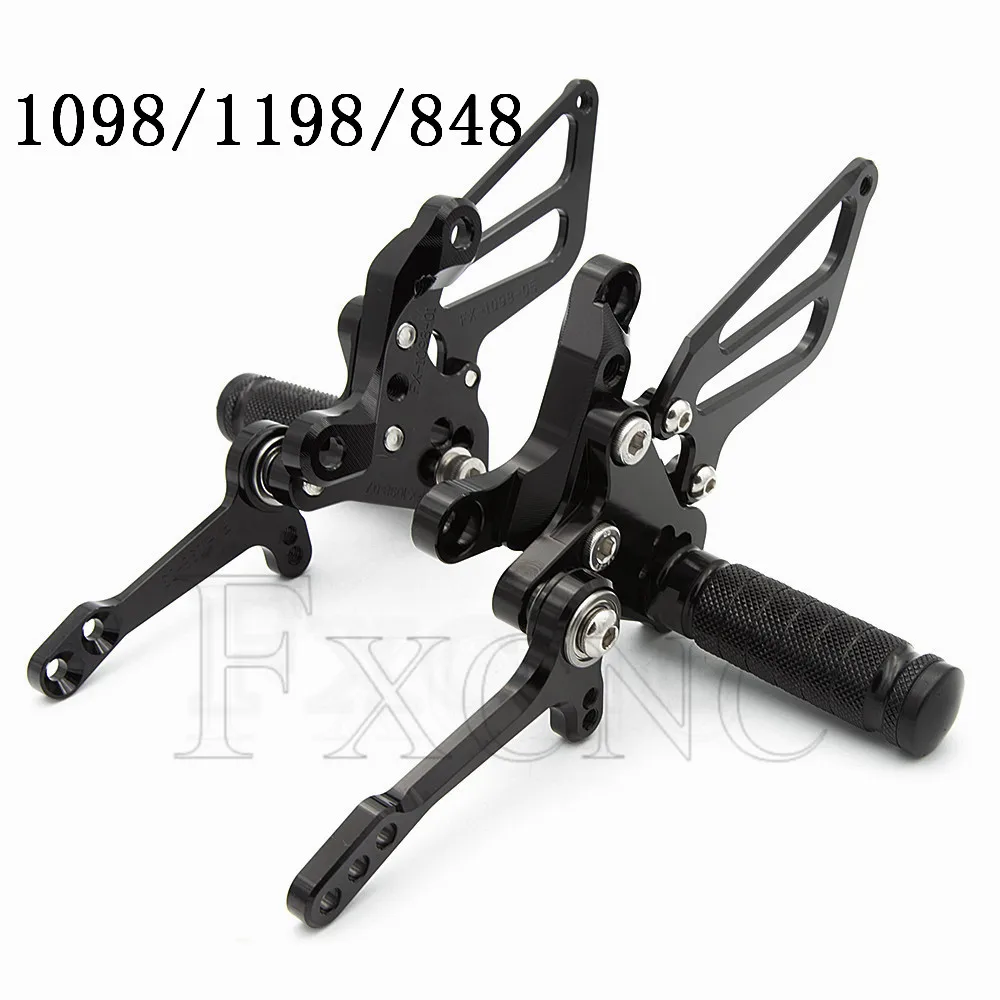 For Ducati 1098 1098S 1198 848 EVO CNC Reversed Rearset Footpeg GP Shifter Adjustable Motorcycle Footrest Rear Set Foot pegs