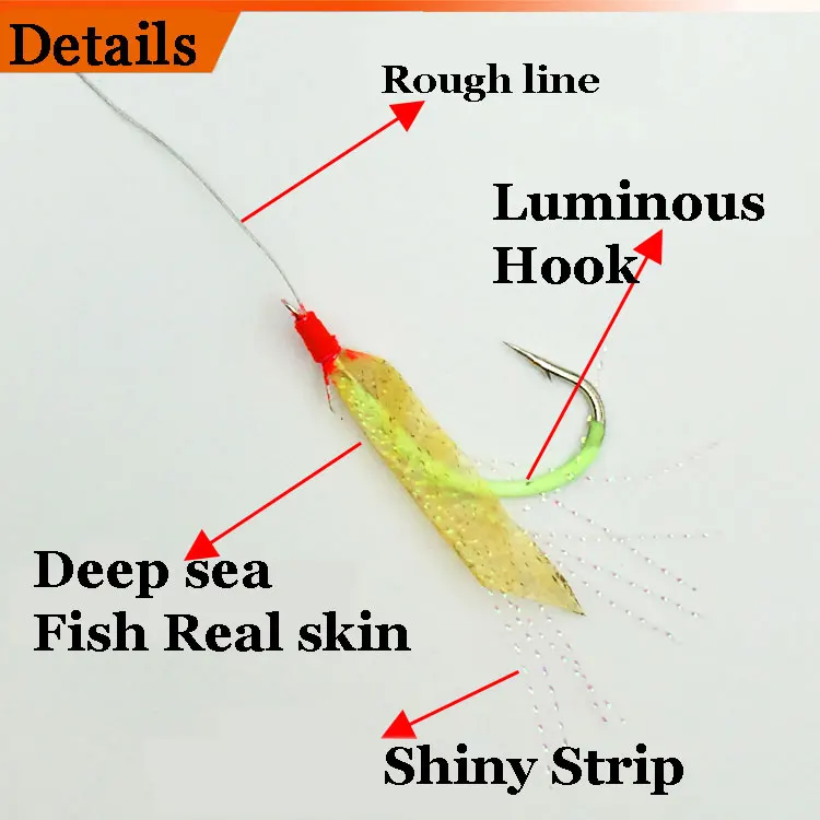 2 bags hook 10/11/12/13/14/15/16/17/18/19/20/21/22 real fish skin lumious string hook with carp mackerel fishing