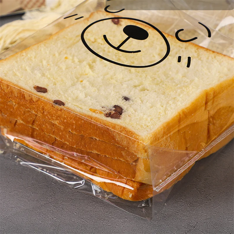 50–100 Stück klare, transparente Brotbeutel, Toast-Kuchen, bedruckt, Snack, Brot, Café, Lebensmittelverpackung – Detail 9