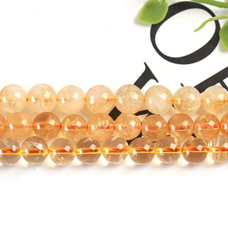 

Natural Citrines Crystal Stone 4/6/8/10/12mm Smooth Round Necklace Bracelet Jewelry Loose Beads 38cm wk197jd