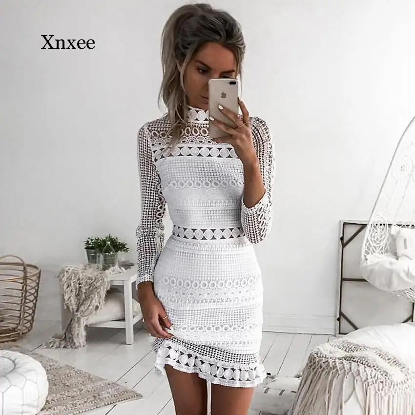 

Vintage hollow out lace dress women Elegant sleeveless white dress summer chic party sexy dress vestido de festa 2020 elegant