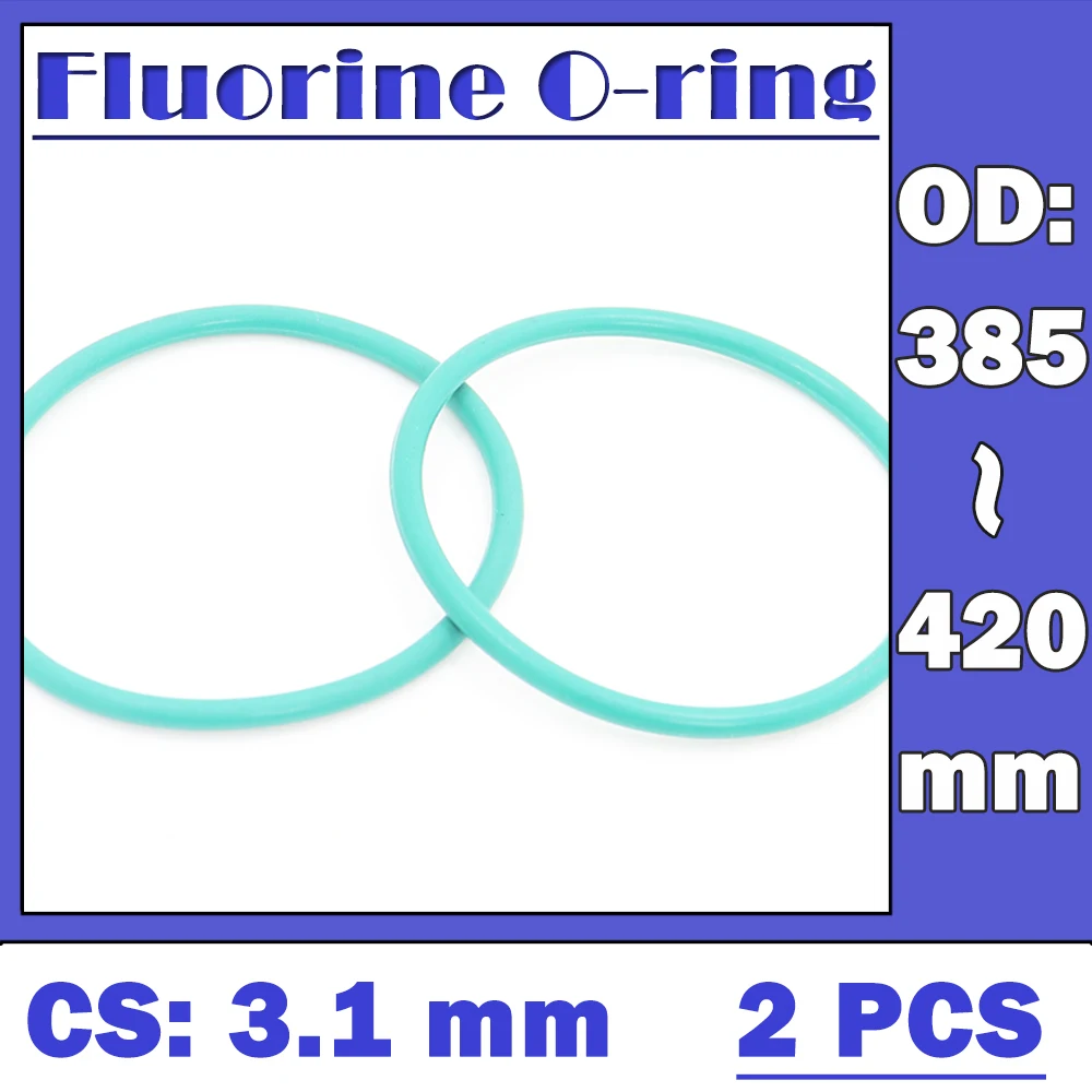 

CS3.1mm FKM резиновое уплотнительное кольцо OD 385/390/395/400/405/410/415/420*3,1 мм 2 шт уплотнительное кольцо фтора уплотнение масла зеленое кольцо