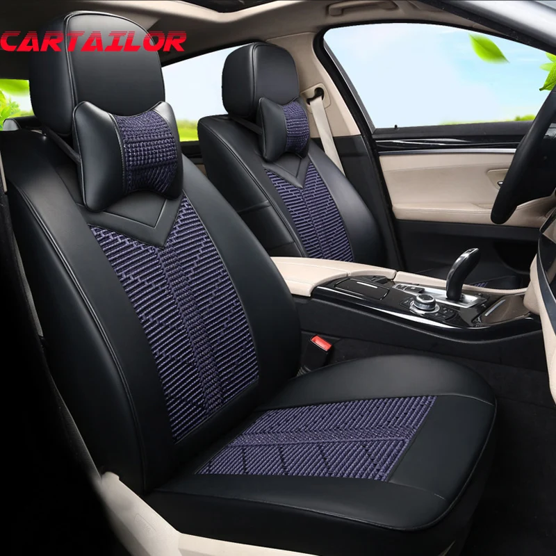 

CARTAILOR PU Leather Car Seat Cover Custom Fit for VOLVO S80 2007 2008 Seat Covers & Supports Ice Silk Car Seats Protector Black