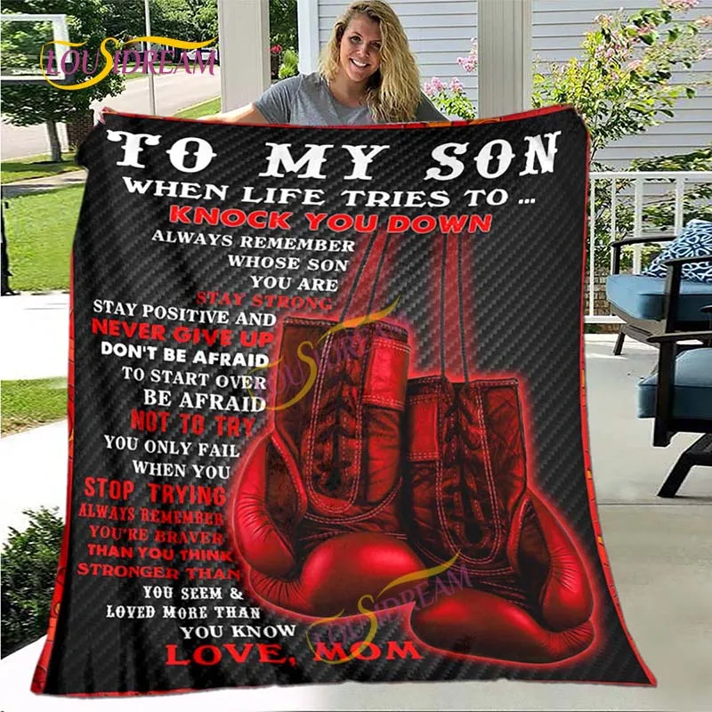 Boy Mom Gift For Son Fleece Blanket Dad To Son  Birthday Gift  Sofa bed animal blanket  blanket  super soft  home warm  blanket