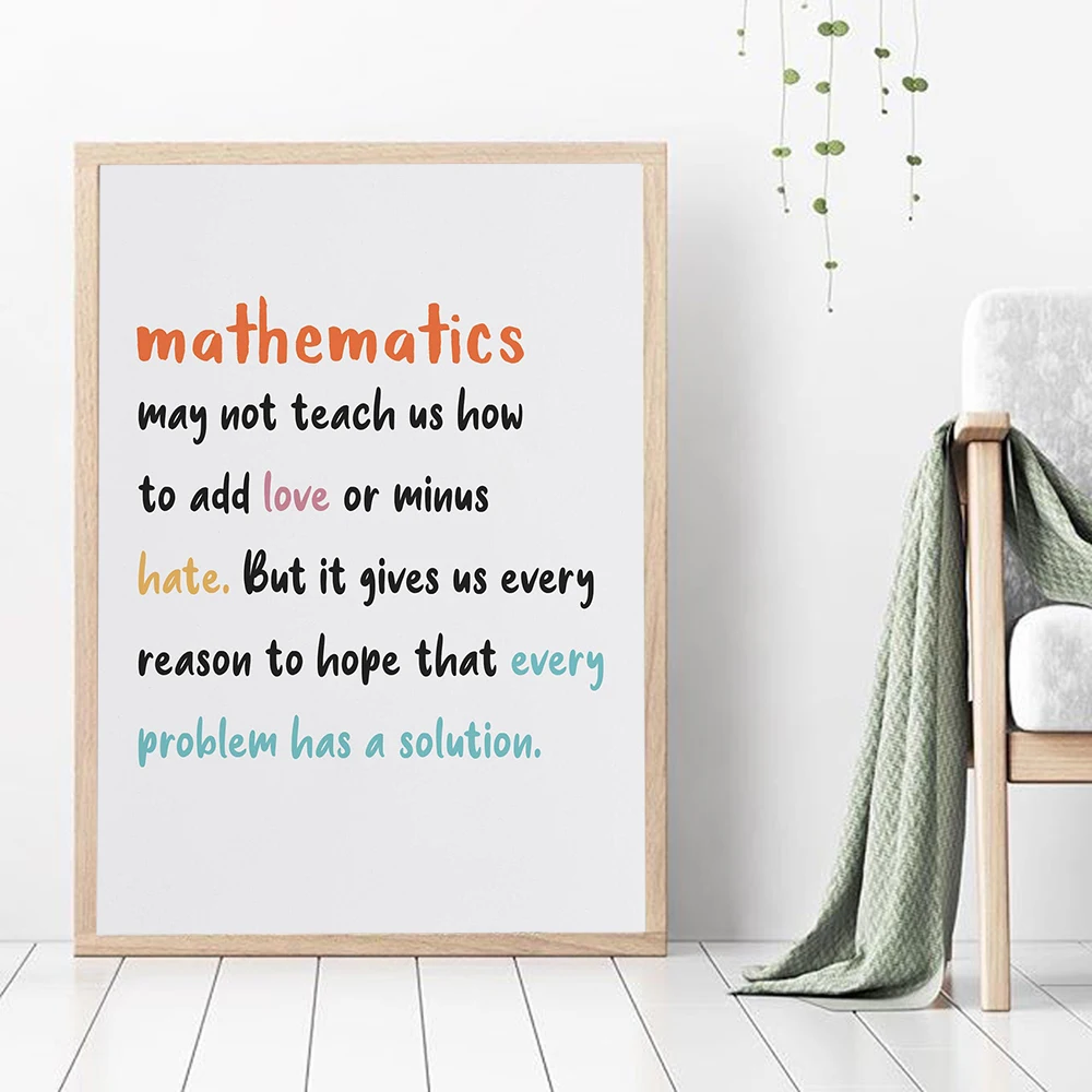 Постеры с цитатами в скандинавском стиле с текстом, математика может не учить нас, как добавить любовь или вывести из себя ненастоящую картину на холсте, современные настенные картины, домашний декор