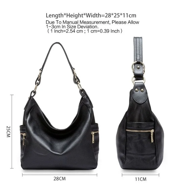 Zency Elegant 100% Genuine Leather Women Hobo Handbag Shoulder Bag Large Capacity Lady Zipper Purse For Ladies Shopper Bag