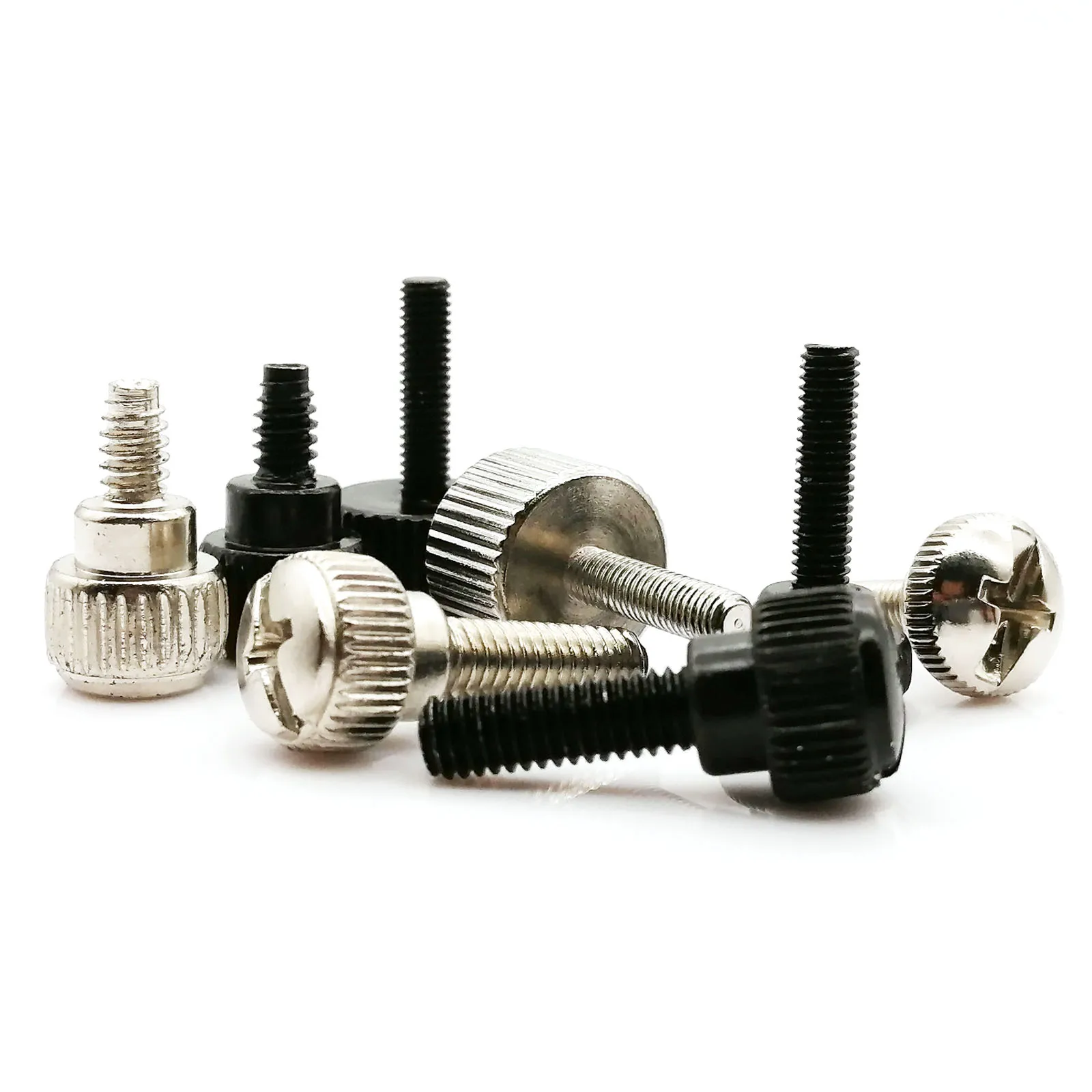 5pcs 6#-32 M3 M4 Carbon Steel Slotted Phillips Head Hand Tighten Bolt Thumbscrew Thumb Screw L=4-15mm for PC Computer Case Cover