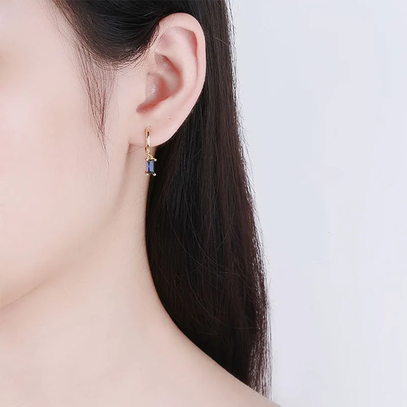 Picture 6: FOXANRY Prevent Allergy Silver Color Stud Earrings for Women Trend Elegant Simple Sparkling Colorful Zircon Bride Jewelry