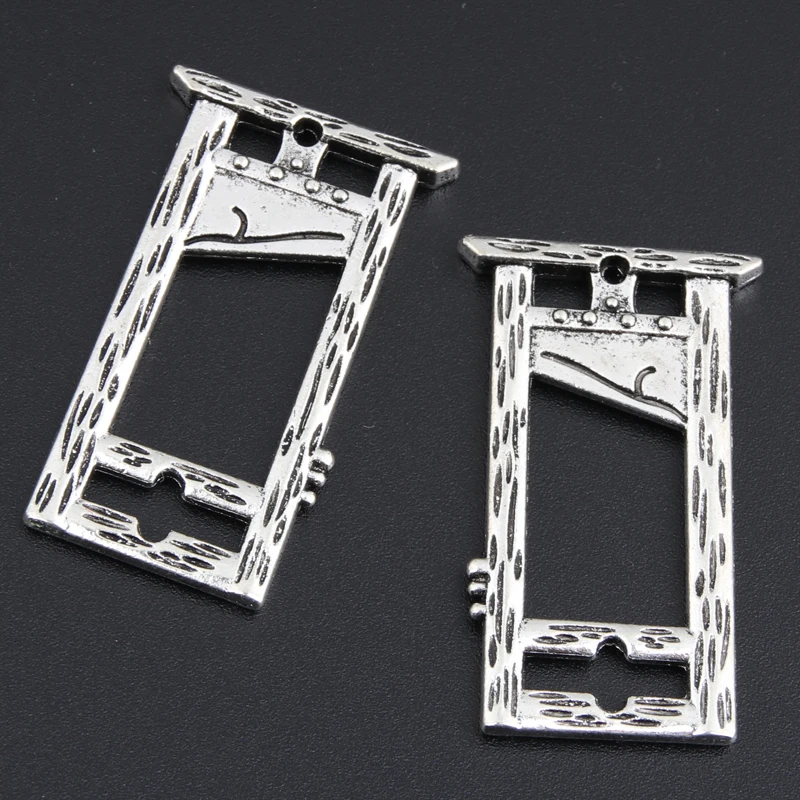 10pcs Silver Color 37x22mm Creepy Guillotine Charms Halloween Gifts Pendant Fit DIY Gothic Jewelry Making Handcrafted Accessorie