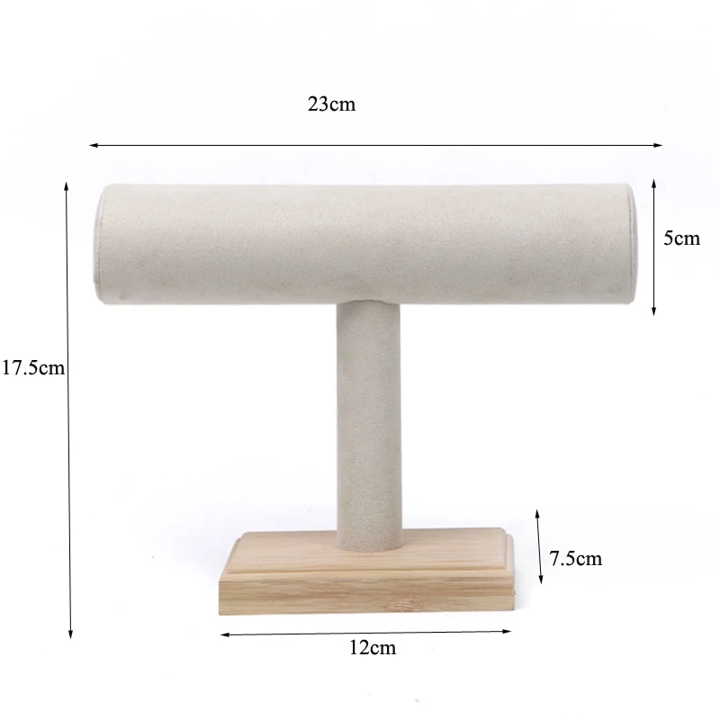 New Bamboo Velvet T-Bar Rack Bracelets Watches Bangles Necklace Jewelry Display Holder Stand Velvet Jewelry Organizer Wholesale
