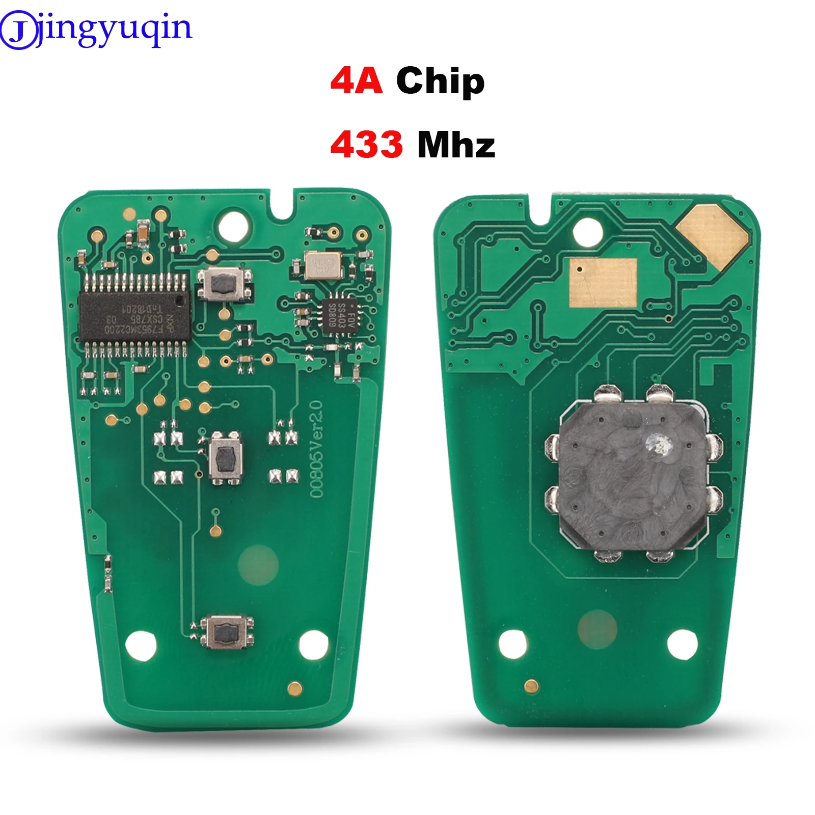 

jingyuqin Keyless-Go 3 buttons smart remote key fob 433MHz 4A chip for Peugeot 208 308 508 3008 5008 with emergency key HU83