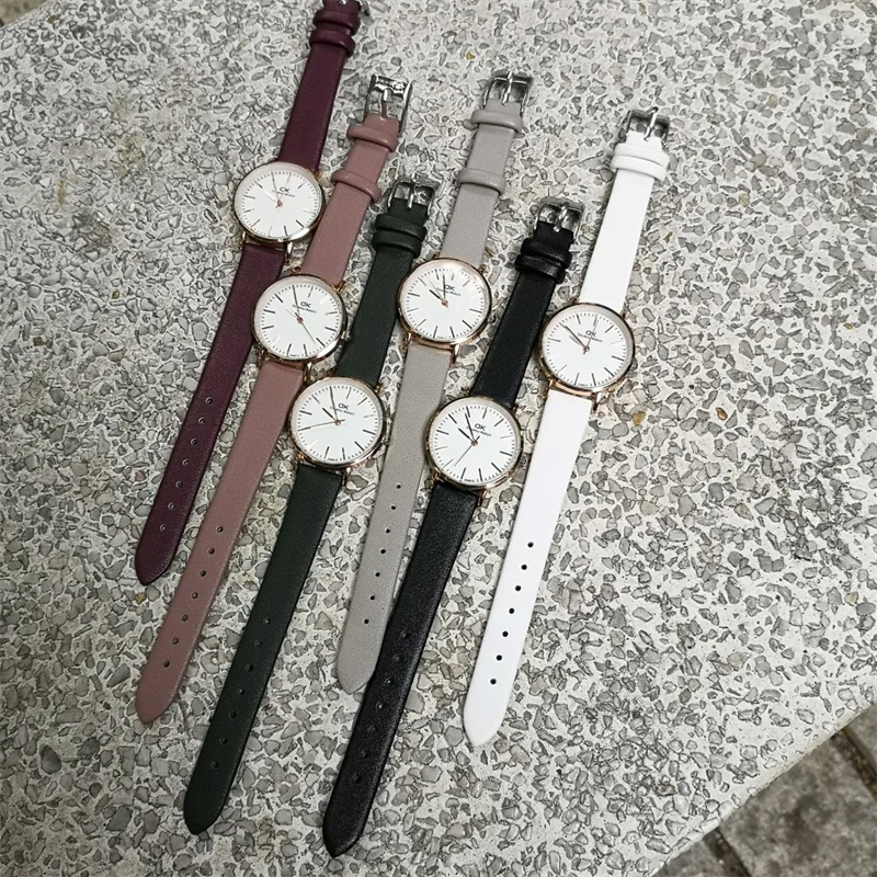 Montres à Quartz en cuir pour femmes, Simple, noir et blanc, marque de luxe, décontracté