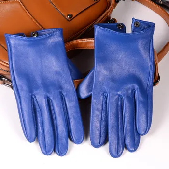 Gants Homme 남성용 안감 없는 장갑, 정품 가죽, 짧은 수리, 휴대폰 사용, Handschoenen 자동차 운전 벙어리 장갑, 남성 블루 미타인