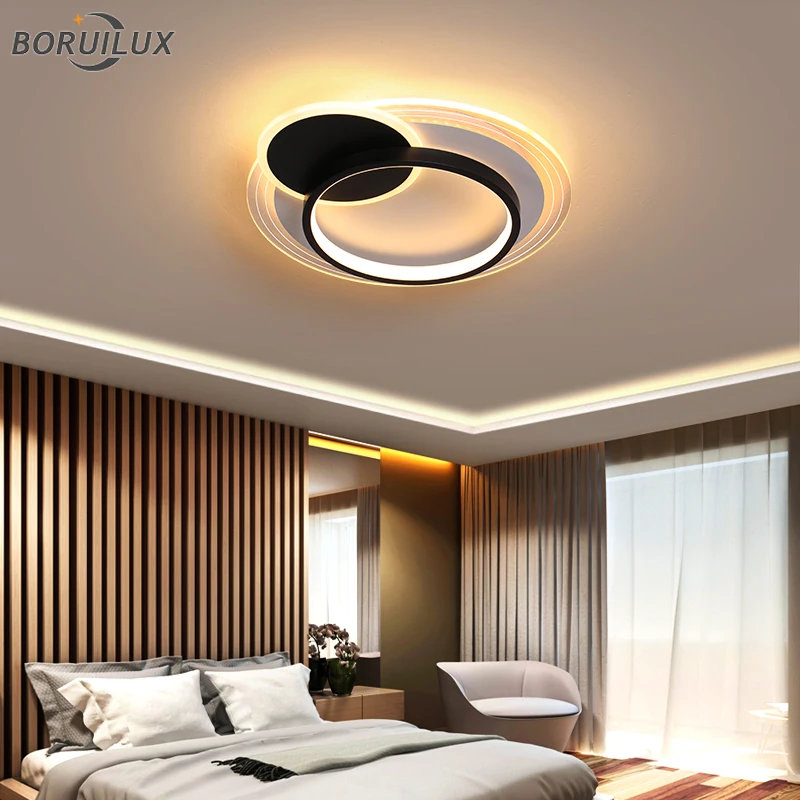 Acrylic Black White Dimmable New Modern LED Ceiling Lights Living Study Room Bedroom Corridor Aisle Indoor Lamps Home Lighting