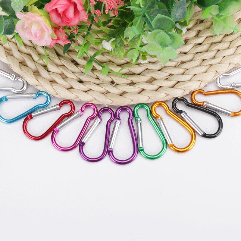 Survival Outdoor Aluminum Carabiner Clip Travel Climbing Keychain Lock Accessories Mini D Shape Safe Buckles Backpack Hook Tools