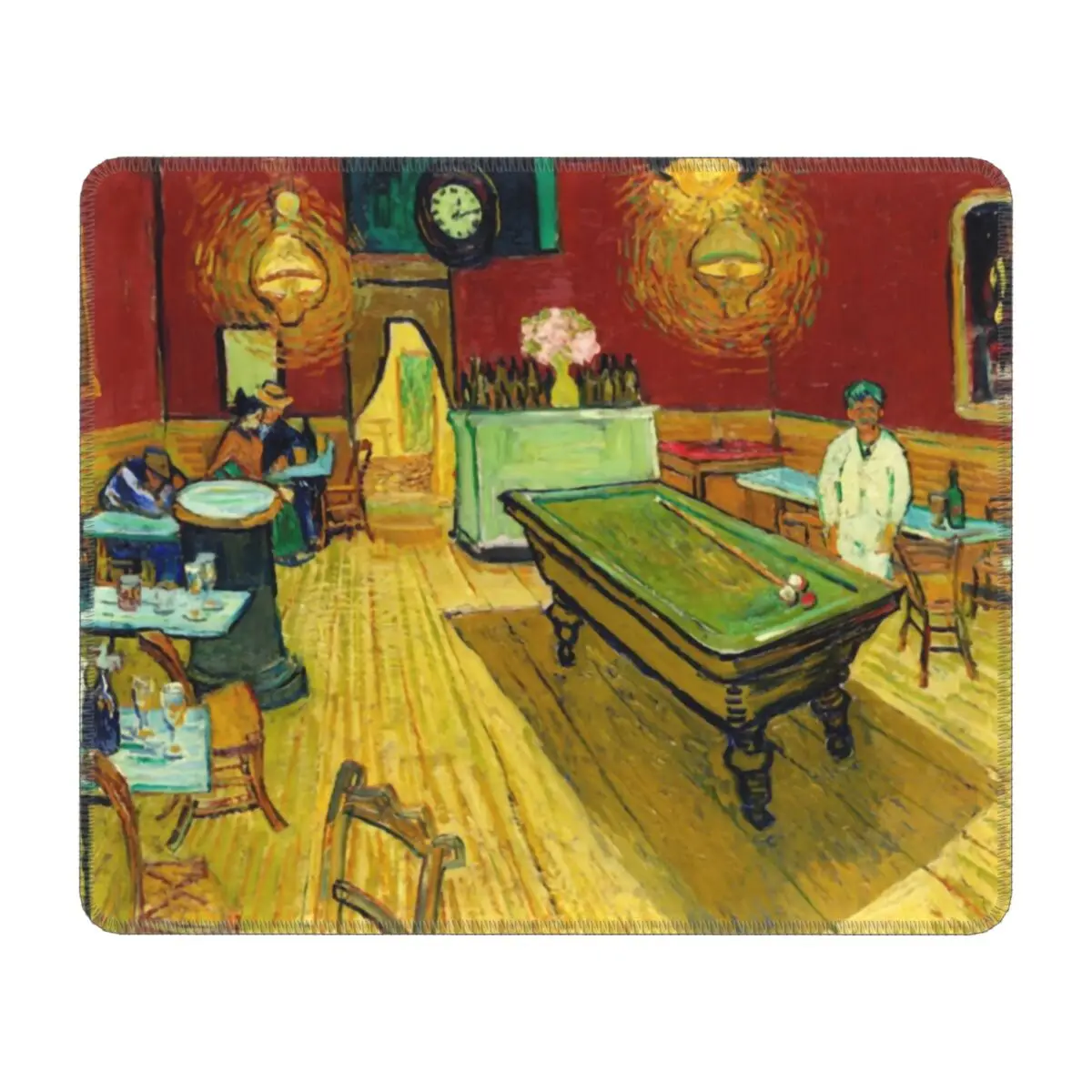 The Night Cafe Computer Mouse Pad Square Mousepad with Stitched Edges Anti-Slip Rubber Vincent Van Gogh Mouse Mat Pads for Gamer