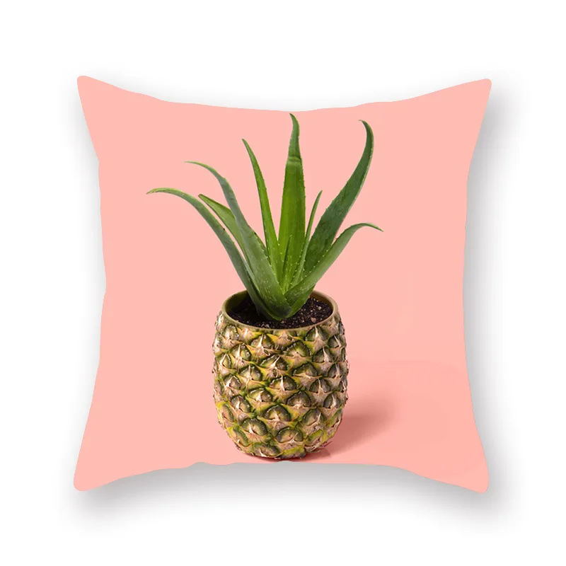 Tropical Plants Pineapple Decorative Cushion Cover Earth Flower Cactus Printed Pink Yellow Blue Green Pillowcase for Sofa Home