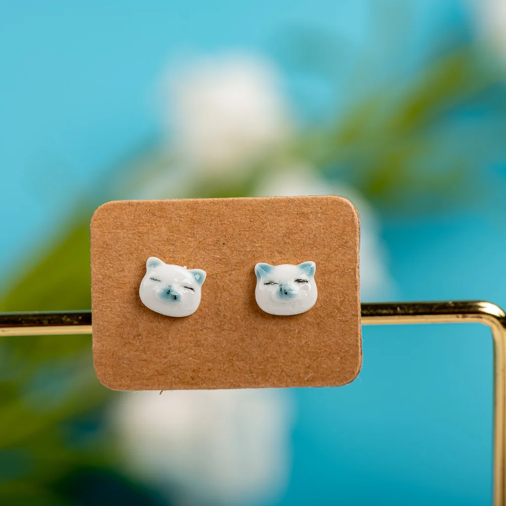 Porcelain Multicolor Ceramic Earrings Anti-allergic Cartoon cute little animal jewelry  #LY520 сережки аниме brincos diferentes