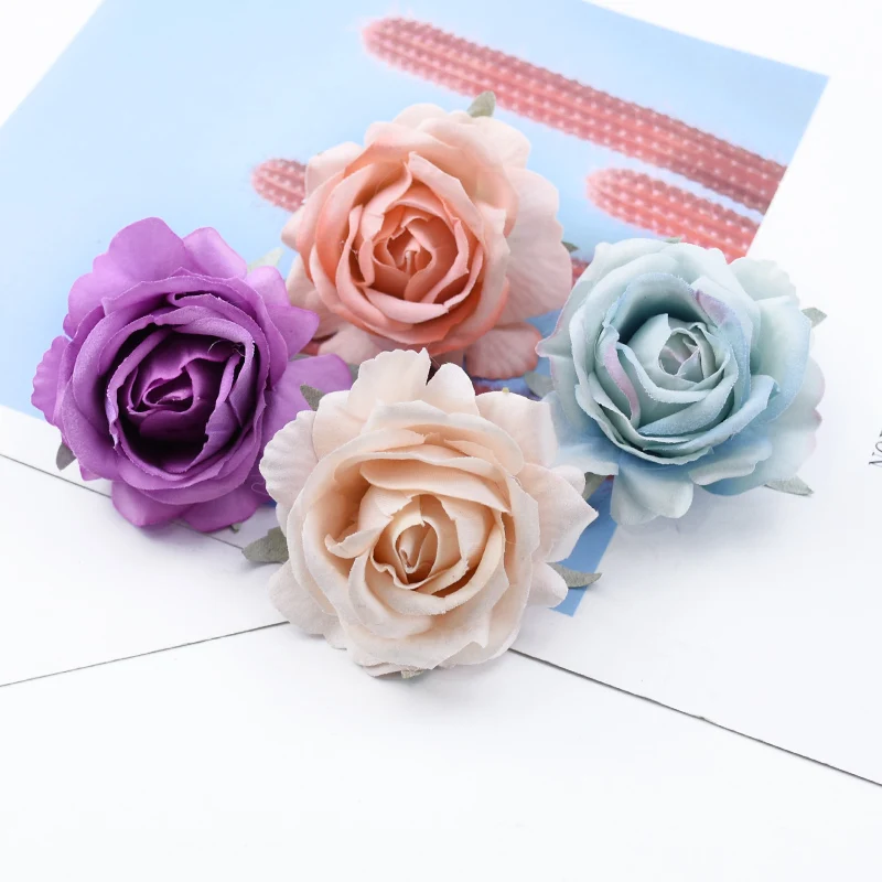 50/100 Pieces Artificial Flowers Wholesale High Quality Flannel Rose Wedding Flower Wall Background Home Decoration Accessories