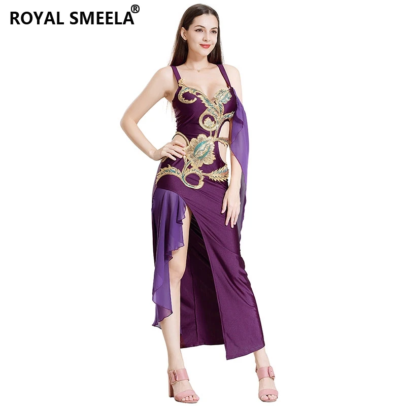 Spaghetti Strap Belly Dance Dress Long Belly Dancing Outfit Embroidery Sequin Oriental Dance Costumes Belly Dance Costume Women