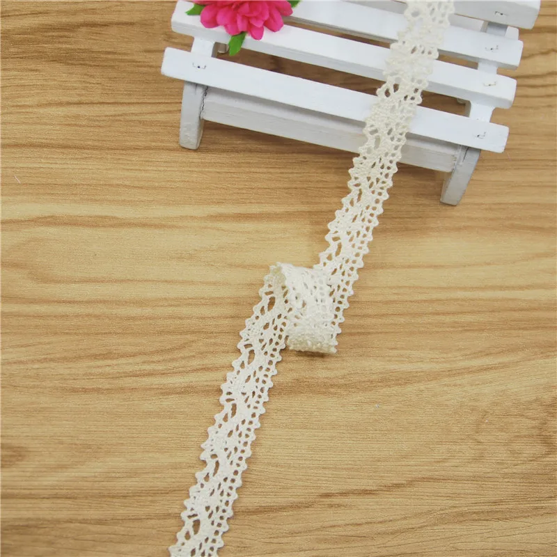 13mm Cotton Lace Trim  Ivory Fabric Sewing Accessories Cloth Wedding Dress Decoration Ribbon Craft Supplies 100yards LC120