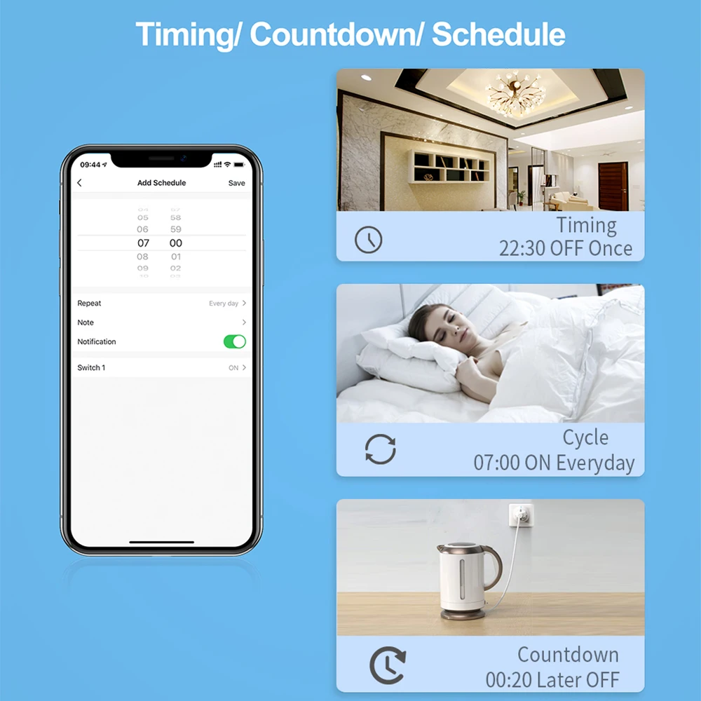 Tuya WiFi Smart Switch 16A Smart Licht Voice Control Timer Mini Wand Schalter Home Automation Modul für Alexa Google HomeKit