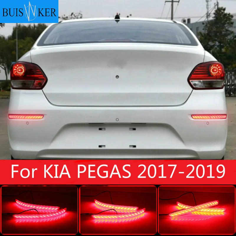 

2PCS Rear Fog Lamp Auto Bulb Brake Light Reflector For KIA PEGAS 2017-2019 Multi-Function LED Rear Bumper Light