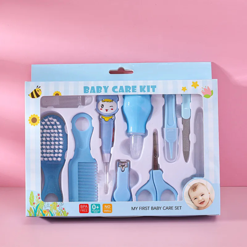 Beleza e Manicure Set para recém-nascidos, ferramenta do cuidado do bebê, escova de cabelo do prego, escova médica, 10PCs