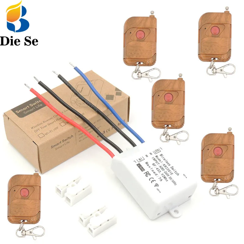 433 mhz rf التتابع LED الإضاءة التبديل العالمي لاسلكي للتحكم عن بعد التيار المتناوب 110 فولت 220 فولت 7A 1 عصابة للمصباح ونظام الأمن الباب