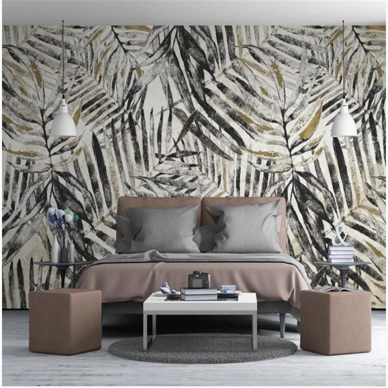 wellyu Custom wallpaper papel de parede Nordic minimalist retro nostalgic rainforest plant banana leaf idyllic background 3d
