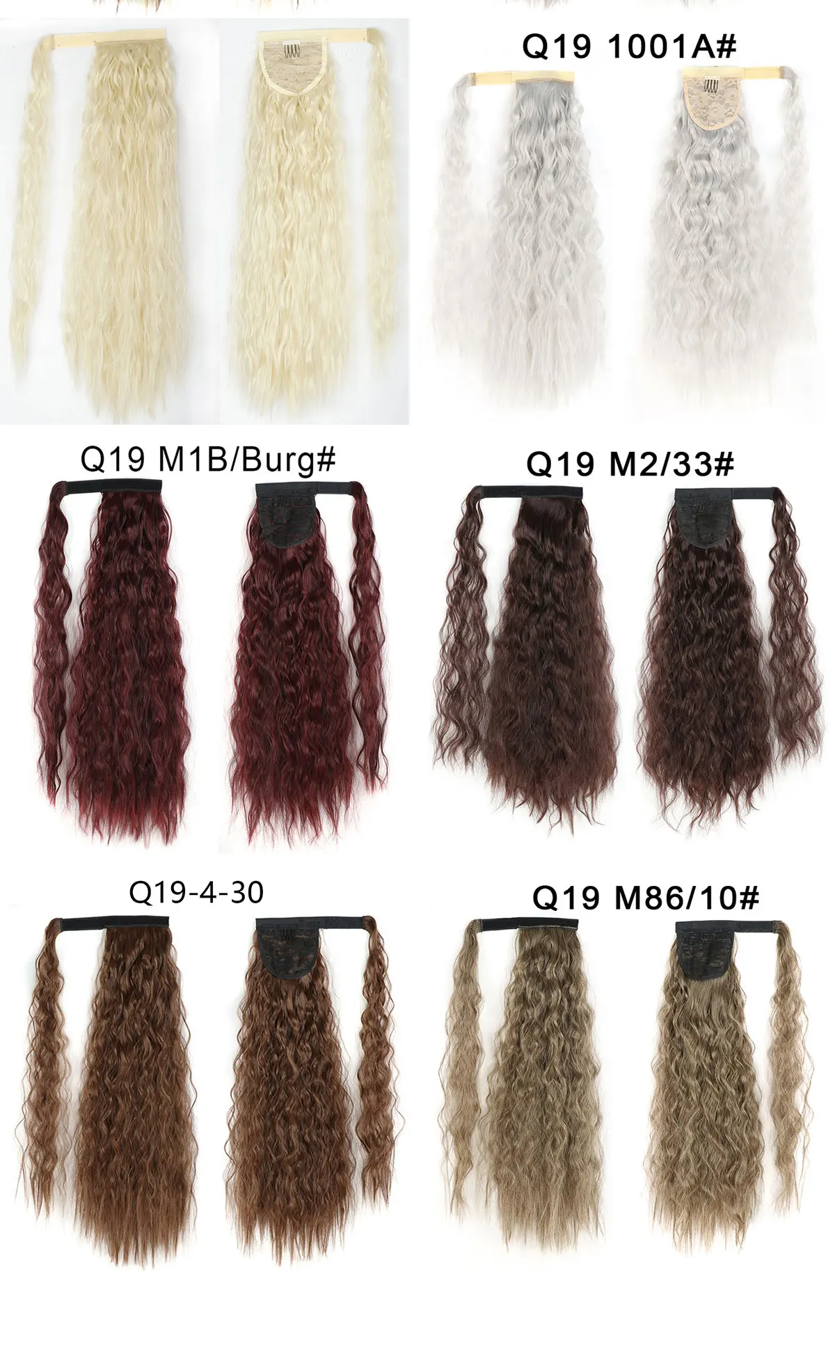 Synthetische Lange Mais Wellig Pferdeschwanz-haar Haarteil Wrap auf Haar Clip Ombre Braun Blonde Haar Extensions Pony Schwanz – Detail 10