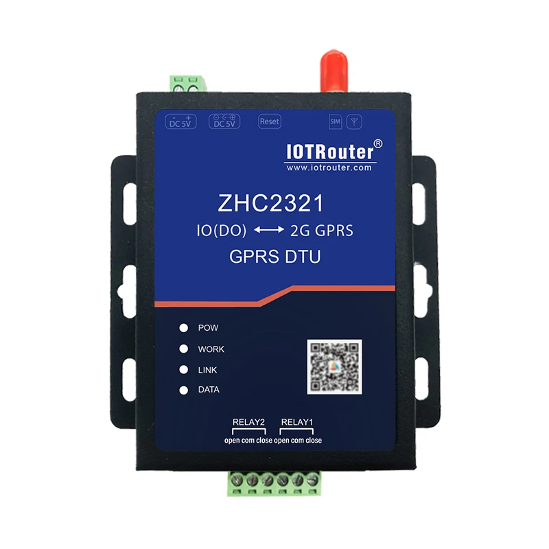 

Relay DO switch to GPRS/2G module DTU wireless data transmission 2 way IO to gprsZHC2321